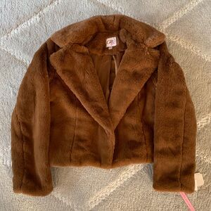 Gianni Bini Kids Faux Fur Jacket in Rich Brown